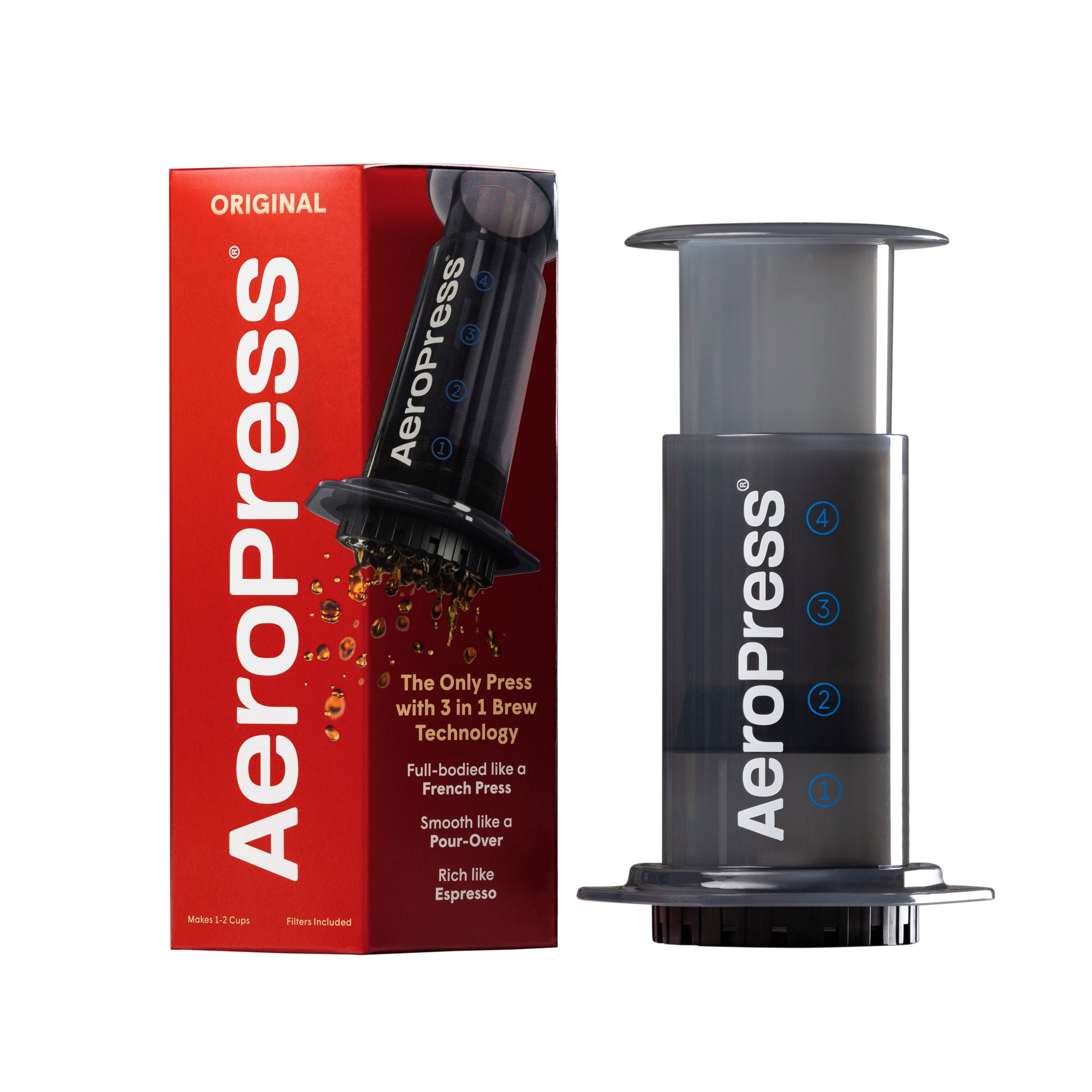  Aeropress XL Coffee Press – 3 in 1 brew method combines French  Press, Pourover, Espresso. Full bodied, smooth coffee without grit or  bitterness. Small portable maker for camping & travel: Home