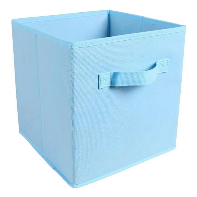 Cubo de almacenamiento de tela, cesta plegable para zapatos, organizador de ropa sucia, para armario, zona de lavandería, estantes, escritorio, sala azul