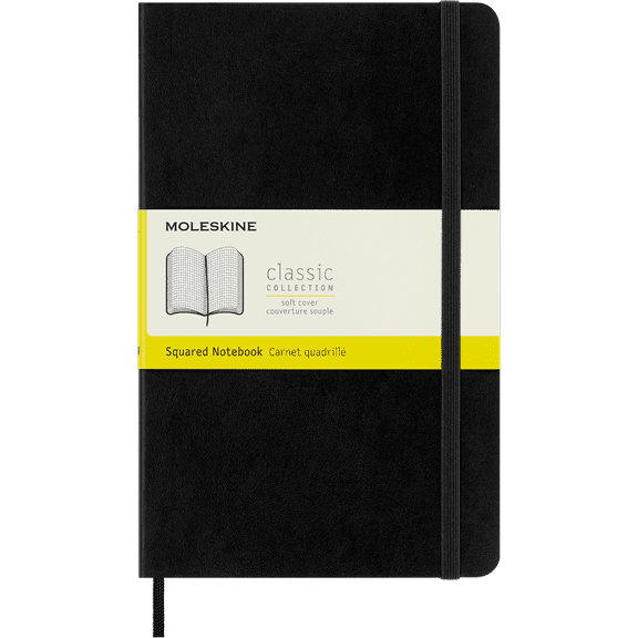 Moleskine Classic Notebook, Soft Cover, Large (5" x 8.25"), Squared, Black,