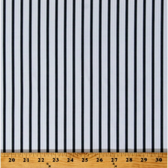 Lightweight Cotton Shirting Black & Gray Woven Stripe on White 60" Wide Fabric by the Yard (8189R-12C)