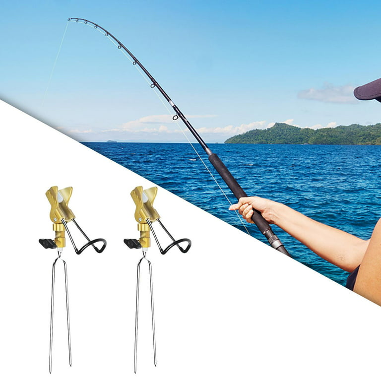 2pcs Portable Fishing Rod Holder Fishing Bracket Support Stand for Fishing Rod Outdoor Beach for Beach, Summer Pool, Golden, Size: 15.5cmx37cm