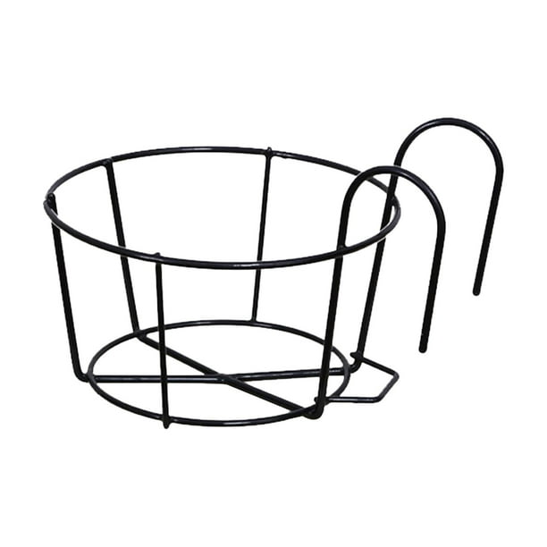 Cesta para macetas redonda de metal para colgar en el balcón o al aire libre. Negro 20cm