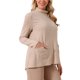 thumbnail image 4 of Suéter casual de punto con bolsillo y cuello alto para mujer Inspire Chic, de manga larga, otoño e invierno, talla S, color caqui, 4 of 6