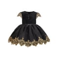 thumbnail image 1 of Girls Dress Velvet Gold Lace Vintage Gauze Skirt Big Bow Flare 6 Years, 1 of 5