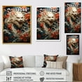 thumbnail image 4 of Designart "Dragon on the Wave Off Kanagawa V" People Framed Wall Art - Global Orange Asian Art Entryway Framed Wall Art, 4 of 6