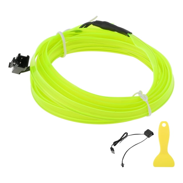 Cuerda de luz LED EL de 2m Unique Bargains, tira de luz de neón flexible para iluminación interior de automóviles, decoración para automóviles USB(5V) verde fluorescente