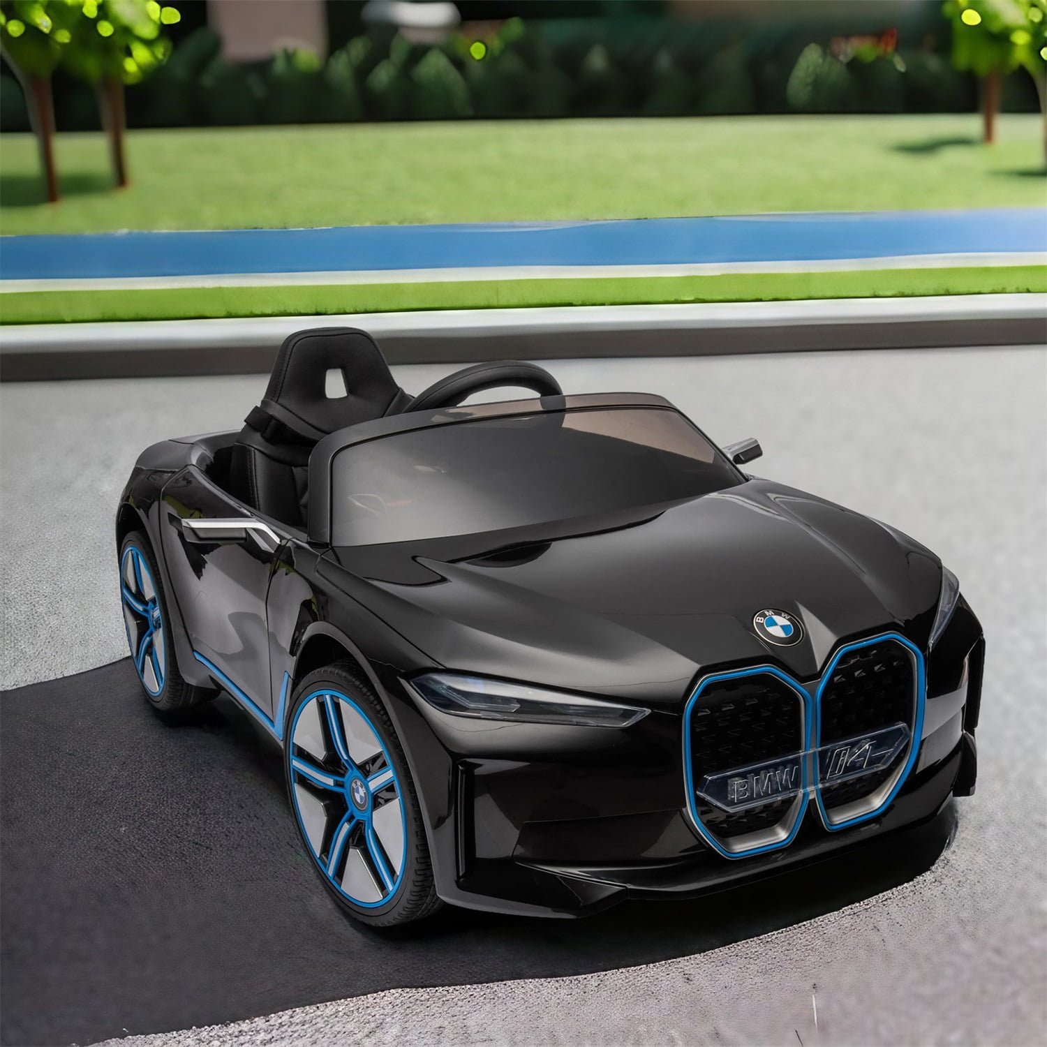 CIPACHO Licensed BMW I4, 12V Kids Ride On Car with 2.4G Parents Remote Control, Electric Kids Car with USB, MP3, Bluetooth, 3 Speed Adjustable, Black