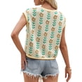 thumbnail image 4 of Cap Sleeve Flower Print Women Casual Knit Crop Tops Sweater Vest, 4 of 6