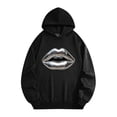 thumbnail image 2 of Men's Pocket Graphic Hooded Pullover, A Pair of Shiny, Metallic Silver Human Lips, Sizes S-2XL, 2 of 9