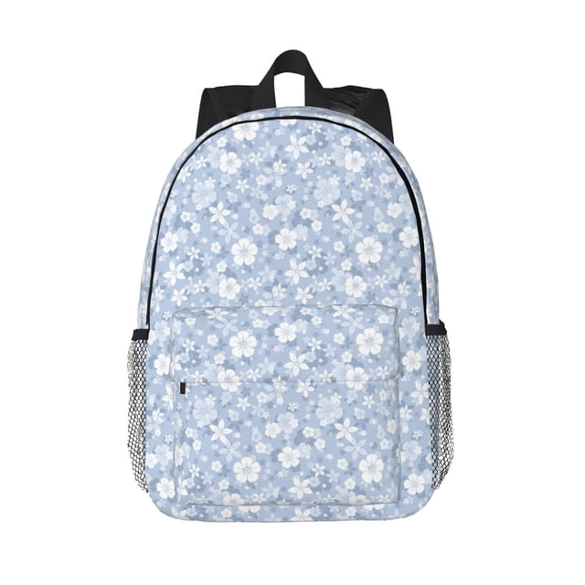 Disketp Gray White Floral Mochila Escolar de 15 Pulgadas, Mochila Ligera para Estudiantes, Viajes y Trabajo, Cómoda y Resistente para el Uso Diario
