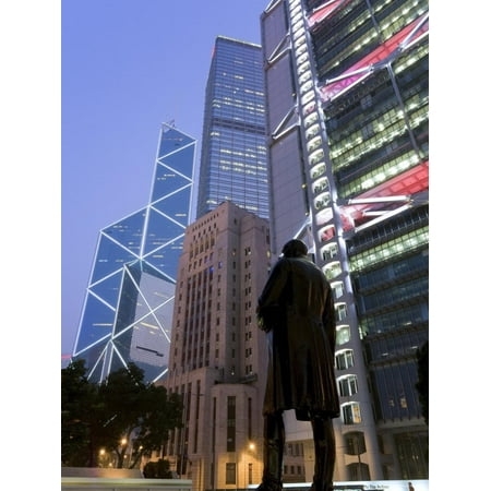 China, Hong Kong, Central, Hsbc Building and Bank of China, Statue of Sir Thomas Jackson Print Wall Art By Gavin