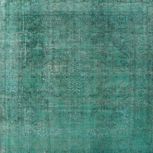 Ahgly Company Tapis Carrés d'Intérieur Milieu du Siècle Moderne Zone Orientale SeaGreen, 3' Carré