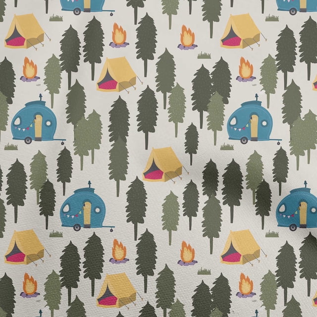 oneOone Rayon Off White Fabric Camping Sewing Craft Projects Fabric Prints By Yard 56 Inch Wide