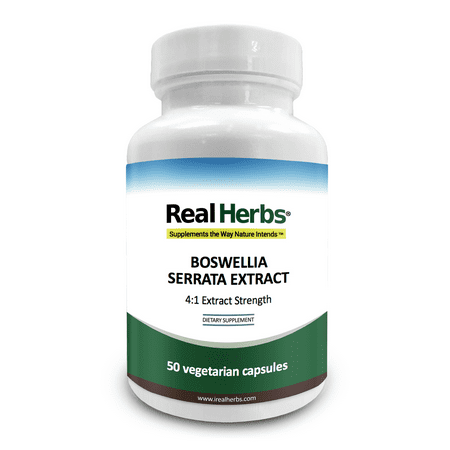 Real Herbs Boswellia Serrata Extract - Derived from 2,800mg of Boswellia Serrata with 4 : 1 Extract Strength - Anti-inflammatory, Cardiovascular & Joint Support - 50 Vegetarian (Best Herbs For Sinus Inflammation)