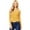 Mustard, variant on Women's Juniors Long Sleeve Lacey Crop Top (M, Mustard)