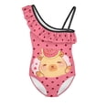 thumbnail image 4 of Uorisanigo Kids One Piece Bathing Suits for Girls Kawaii Capybara Ruffle Swimming Training Swimsuits Quick Dry Beach Pool Sport Halter Swimwear, Size 3-4, 4 of 7