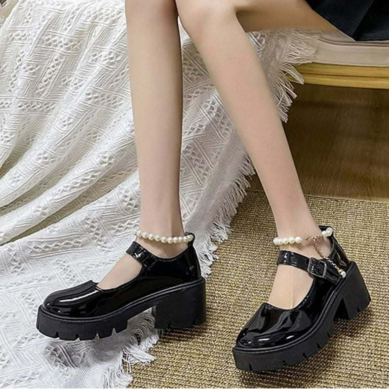 スニーカー Mary Jane Platform Shoes OAVQHLG3B Women's Marry Jane Chunky Platform Shoes British