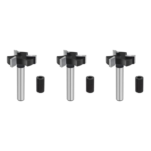 3X CNC Spoilboard Surfacing Router Bits, 1/4 Inch Shank 1 Inch Cutting Diameter, Slab Flattening Router Bit Planing Bit,3 x milling cutter 3 x chuck,black