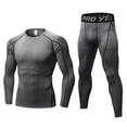 thumbnail image 1 of LANBAOSI Men Workout Set Compression Shirt and Pants Male Top Long Sleeve Sports Tight Base Layer Suit Quick Dry & Moisture-Wicking Size Large, 1 of 5