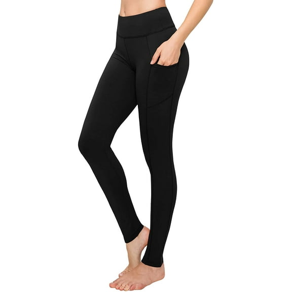 Satina High Waisted Leggings with Pockets Super Soft | Reg & Plus Size (One Size, Black)