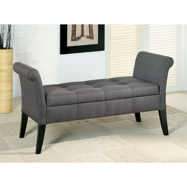 Furniture of America Banc de Rangement Rembourré Arronia Gris