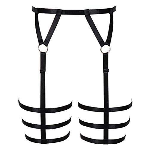 PETMHS Women Strappy Harness Garter Belt Stockings Elastic Adjusted Suspender Belts Punk Gothic Body Caged 