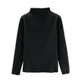thumbnail image 4 of WTOBBY Women's Warm Fleece Base Shirt with Seamless Design, Thick Inner Layer for Insulation, Half High Neck Long Sleeve Top, Perfect for Cold Weather and Layering,Black L, 4 of 4