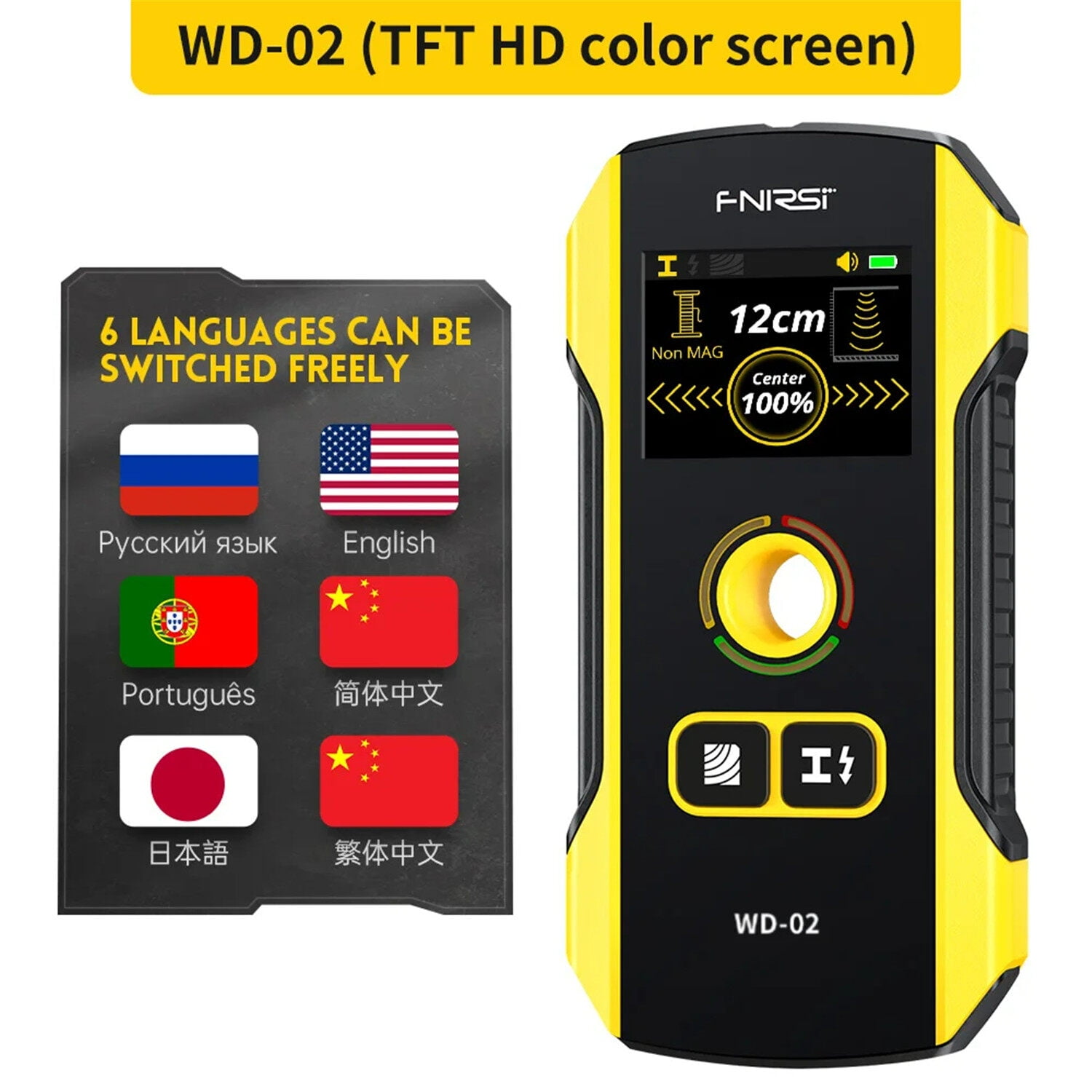 Stud Finder Wall Scanner - 5 in 1 USB Rechargeable Stud Finder Wall Wood Metal, Wall Detector with Positioning Hole for AC Live Wires Metal Wood Stud Detector WD-02