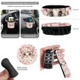thumbnail image 6 of Jeiento Cute Cat Car Seat Cover Full Set of 15 Steering Wheel Cover Seat Belt Strap Cover Trash Can Rear View Mirror Cover Auto Coaster Wristlet Keychain Air Vent Storage Bag Pink Cherry Blossom, 6 of 7