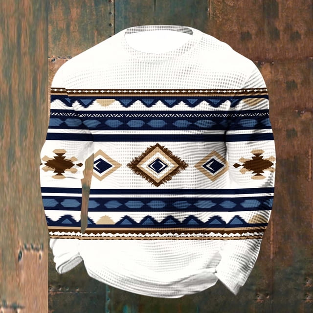 SBYOJLPB Chemise à Manches Longues de Rue Ethnique Robuste Imprimée pour Homme à Col Rond