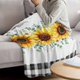 thumbnail image 3 of Sunflower Blanket Soft Cozy Warm Throw Blanket for Couch, Plush Fuzzy Flannel Fleece Blankets for Sofa, Yellow Floral Black Plaid Eucalyptus Leaves Bed Blankets Lightweight Gifts for Women, 30"x40", 3 of 9