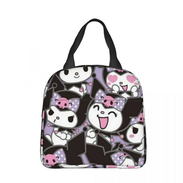 Kuromi Collage bolsas de almuerzo aisladas grandes Kawaii dibujos animados contenedor de almuerzo bolsa térmica Tote lonchera Oficina Picnic hombres mujeres
