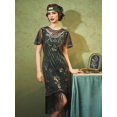 thumbnail image 2 of Vestido SWEETV Great Gatsby para mujer Roaring 20s verde talla M, 2 of 6