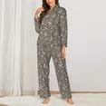 thumbnail image 2 of KLL Retro Bunny Print Women's Long Sleeve Pajamas with Pants Sleepwear Loungewear 2 Set-X-Large, 2 of 7