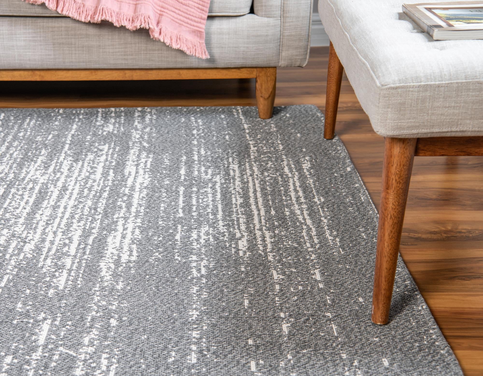 Rugs.com Georgia Collection Rug – 5' x 8' Dark Gray Flatweave Rug Perfect For Living Rooms, Large Dining Rooms, Open Floorplans