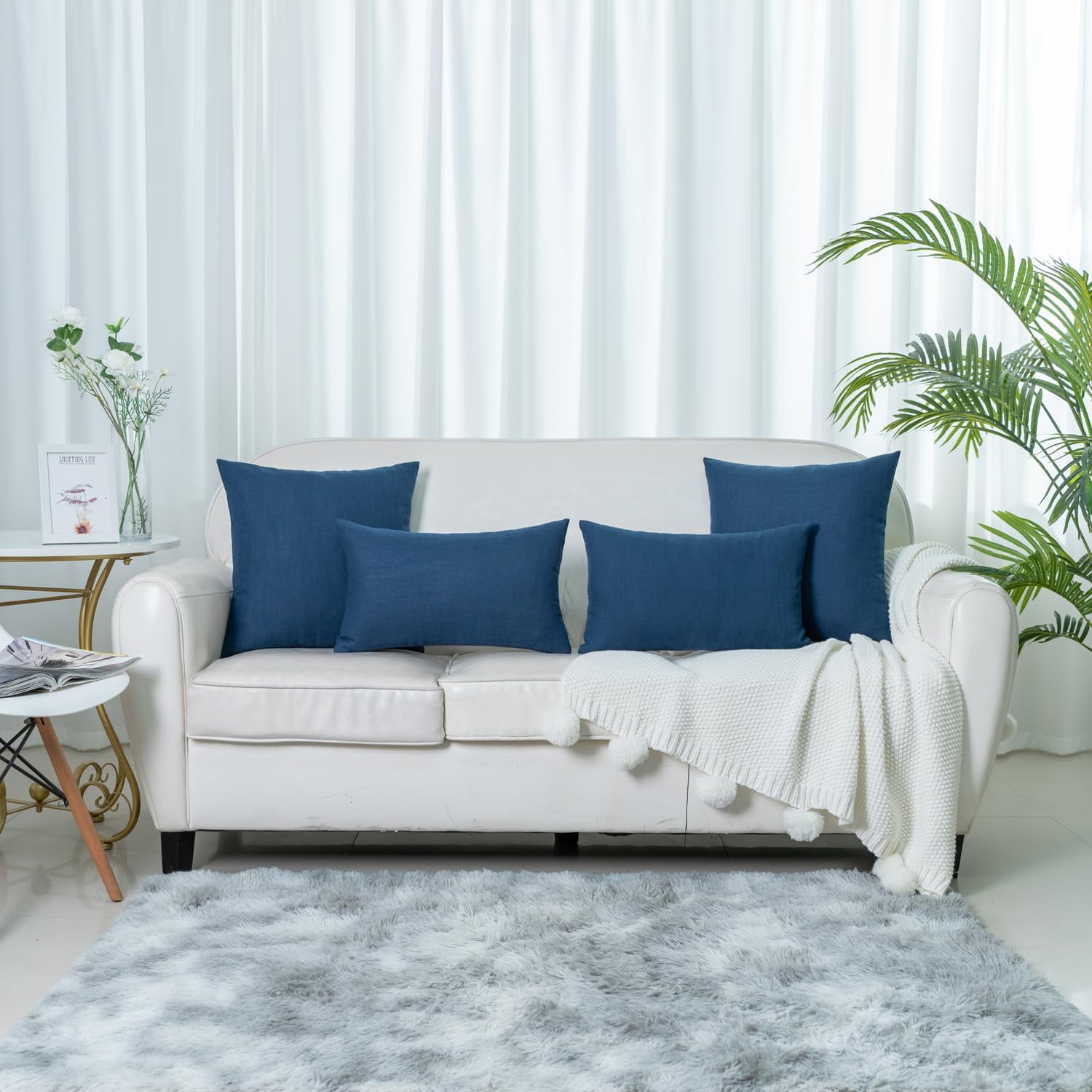 Foindtower Lot De 2 Housses De Coussin Décoratives à Carreaux En Lin Neutre, Rétro, Bohème Et Moderne, Pour Canapé, Chaise, Chambre à Coucher, Salon, Extérieur, 50,8 X 50,8 Cm, Orange