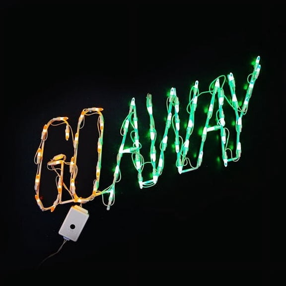 Halloween LED Wire Framed Flashing Go AWAY Sign Decoration