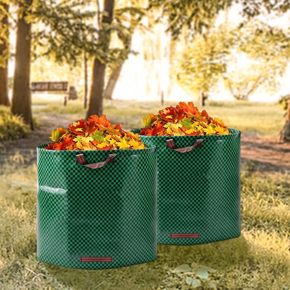 Large Capacity Green Collapsible Trash Bags with Handles, Reusable Yard Waste Bags, for Garden Leaves Trash Branches Collection(31×31in, Green)