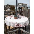 thumbnail image 2 of Outdoor Tablecloth with Umbrella Hole for Patio/Picnic/Party/Camping, Leaves Waterproof Table Cloth Round Cover Washable, Pink Brown Summer Botanical (Dia 54"), 2 of 8
