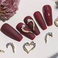 thumbnail image 3 of UDIYO 6Pcs Nail Rhinestone Flat Bottom High Brightness Non-Drop Half Heart Nail Art Charms for Manicure, 3 of 7