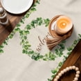 thumbnail image 3 of Spring Eucalyptus Leaves Table Runner 72 Inches, Farmhouse Botanical Burlap Paid Bed Runner Dresser Scarves Tabletop for Indoor Outdoor Parties/Ceremony/Banquet, 18" x 72", 3 of 8