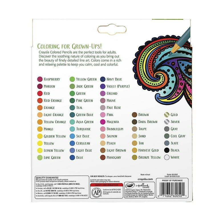 Crayola Premium Colored Pencils for Adults, 50 Count, Assorted