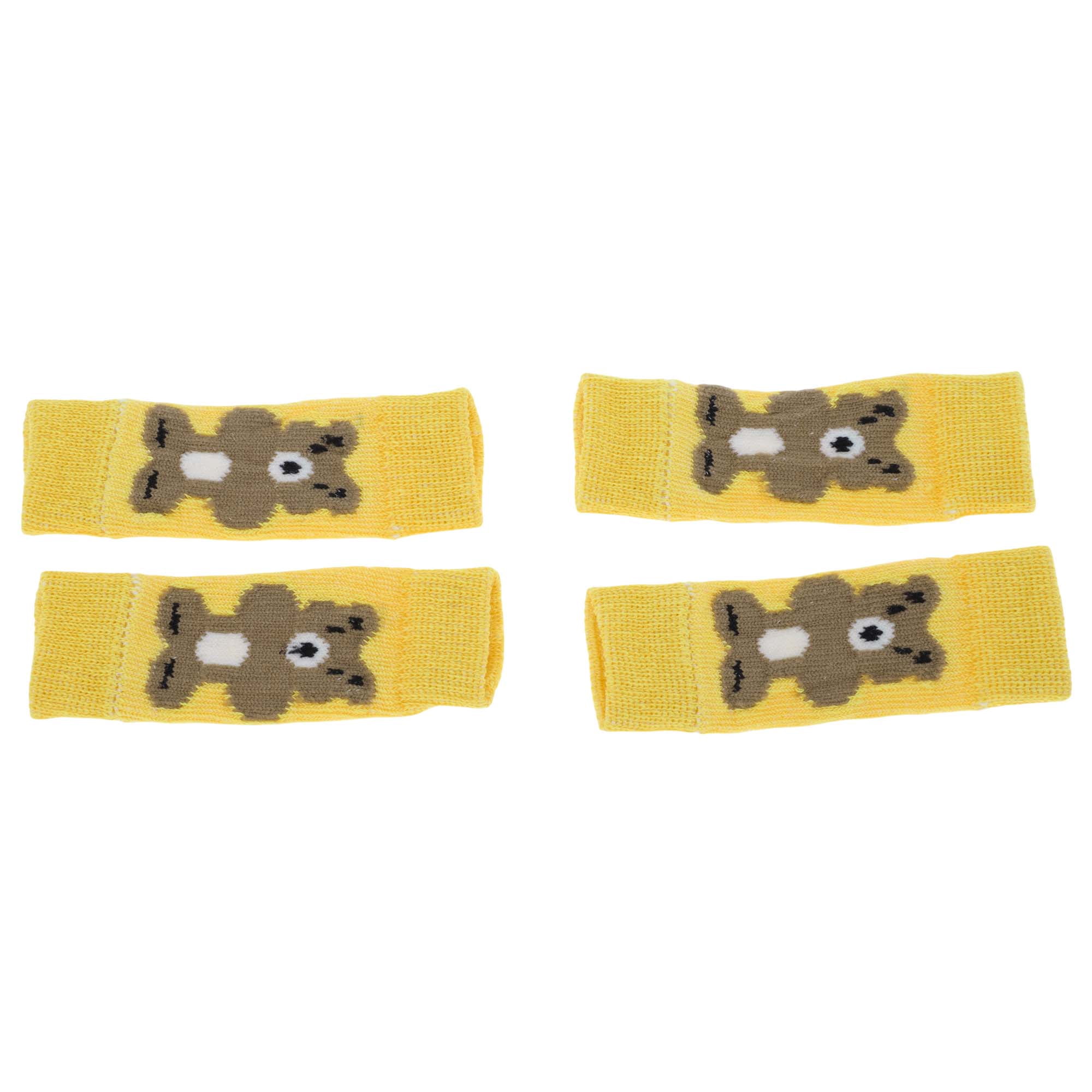 Unique Bargains Pack of 4 Dog Leg Soft Knitted Dog Socks Joint Protection Yellow Bear L