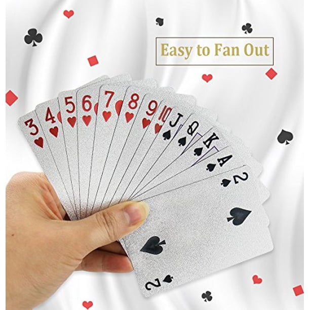 Joyoldelf Silver Foil Poker Naipes, baraja impermeable con caja de regalo, perfecta para f Joyoldelf Joyoldelf
