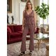 thumbnail image 2 of Conjunto para Mujer 2 Piezas Blusa Peplum con Escote y Pantalón Acampanado Set Casual Estampado Cuadros, 2 of 5