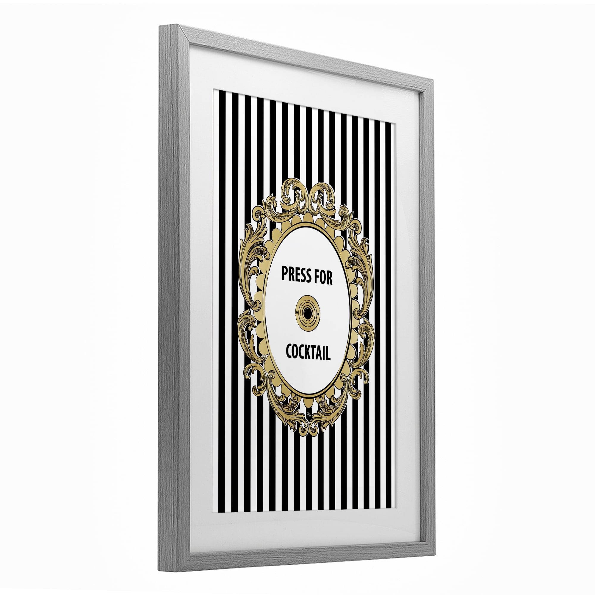 Stupell Industries Press For Cocktail Celebration Gray Framed Print Under Glass, design by Martina Pavlova