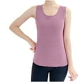 thumbnail image 2 of Wyongtao Seamless Tank Top for Women with Built-in Padded Bra Adjustable Wide Strap Camisole Velvet and Thick Cami Shirts,Purple XXXL, 2 of 5