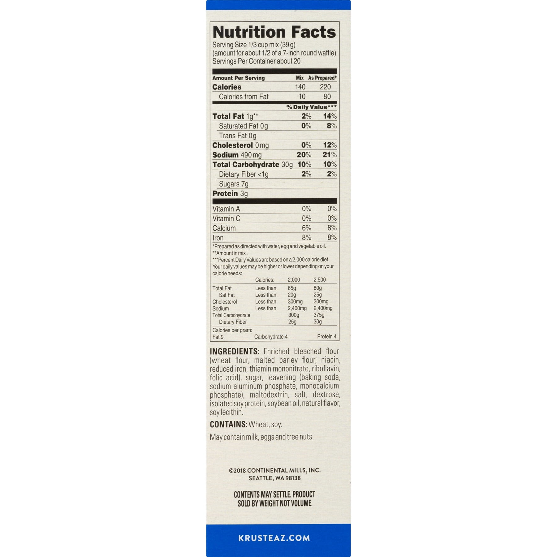 Krusteaz Belgian Waffle Nutrition Facts Blog Dandk
