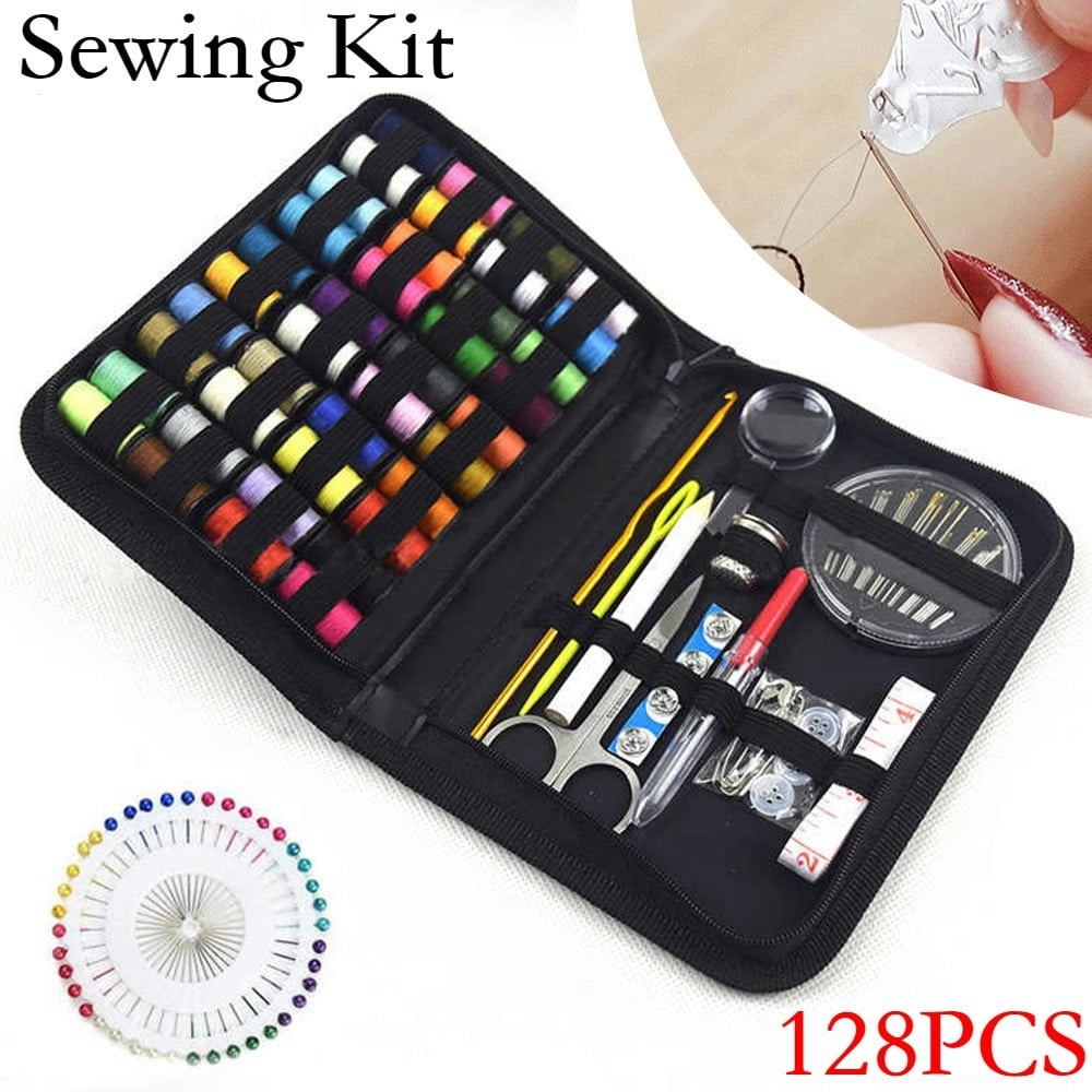 Willstar 52/128Pcs Multi-function Sewing Kit Thimble Measure Needles Thread Portable Embroidery Craft Kit Home Trael Stitches Mending Tool Set with Storage Bag