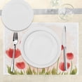 thumbnail image 3 of Ambesonne Floral Place Mats Set of 4, Romantic Tulip Blossoms, Standard Size, Vermilion Green Peach, 3 of 6